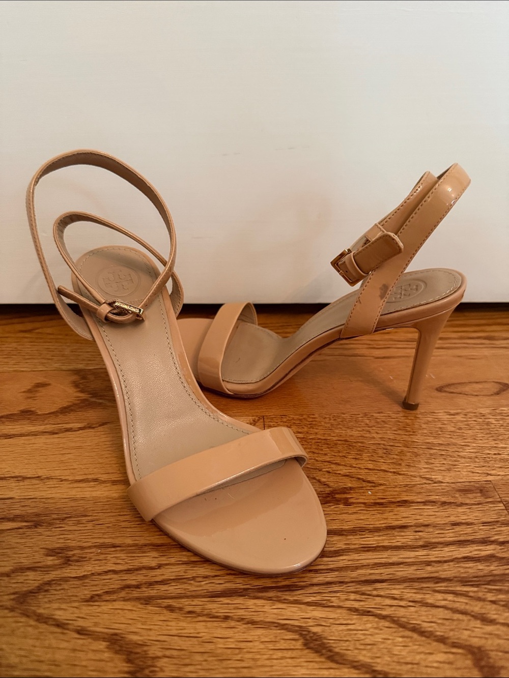 Tory Burch Nude Patent Leather Ankle-Strap Heels